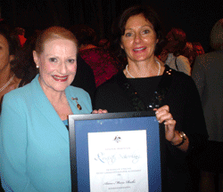The Hon Bronwyn Bishop MP presents Anne-Marie with her Award